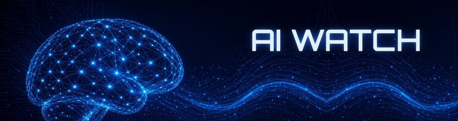 AI Watch banner: glowing neural-network brain and data stream
